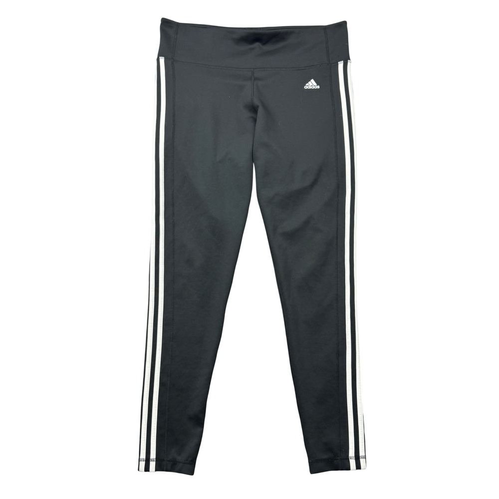 Adidas Climalite Black White 3 Stripe Performance Leggings Womens XL Activewear